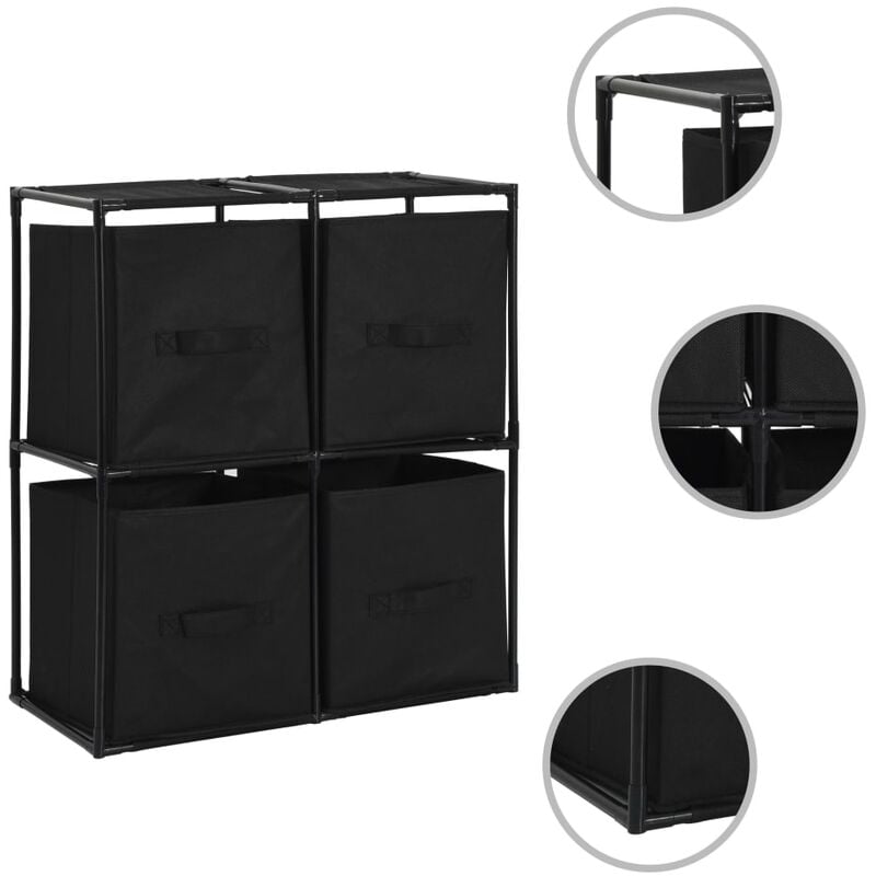 foto del prodotto furniture limited armadietto con 4 cesti in tessuto nero