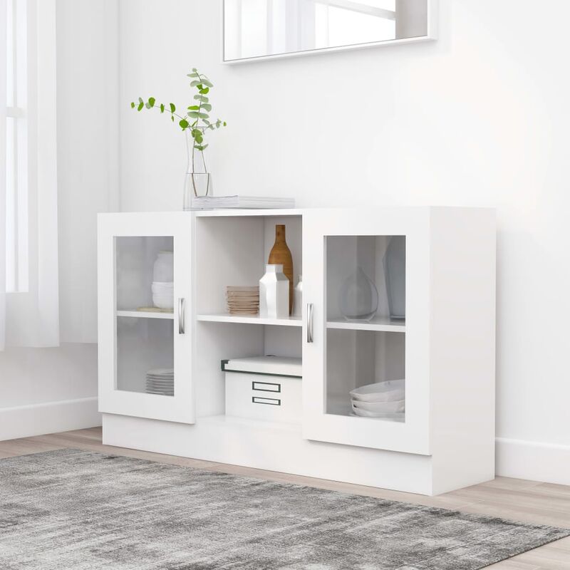 foto del prodotto furniture limited armadietto con vetrina bianco 120x30,5x70 cm