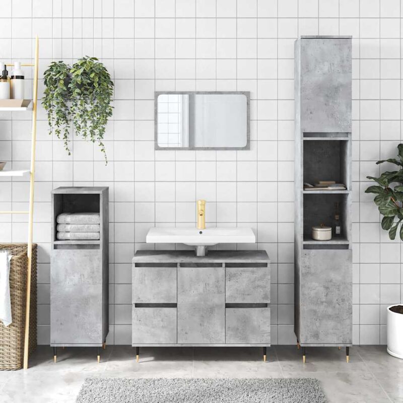foto del prodotto furniture limited armadietto da bagno grigio cemento 80x33x60cm