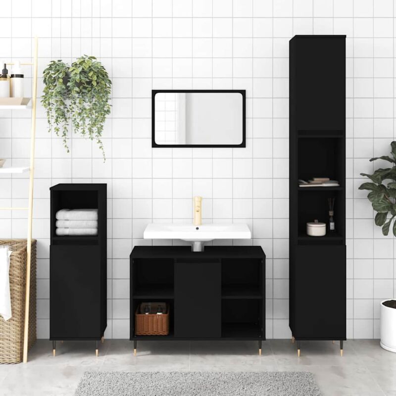 foto del prodotto furniture limited armadietto da bagno nero 30x30x100 cm in