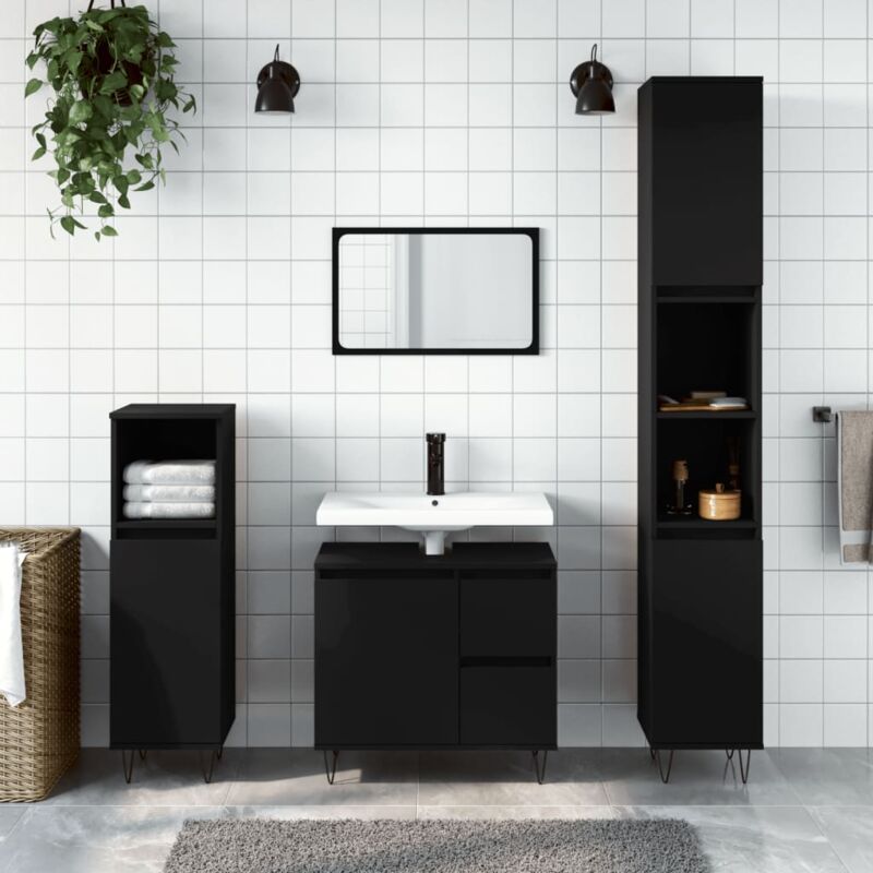foto del prodotto furniture limited armadietto da bagno nero 30x30x190 cm in
