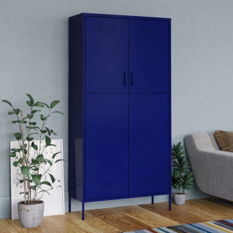 foto del prodotto furniture limited armadio blu marino 90x50x180 cm in acciaio