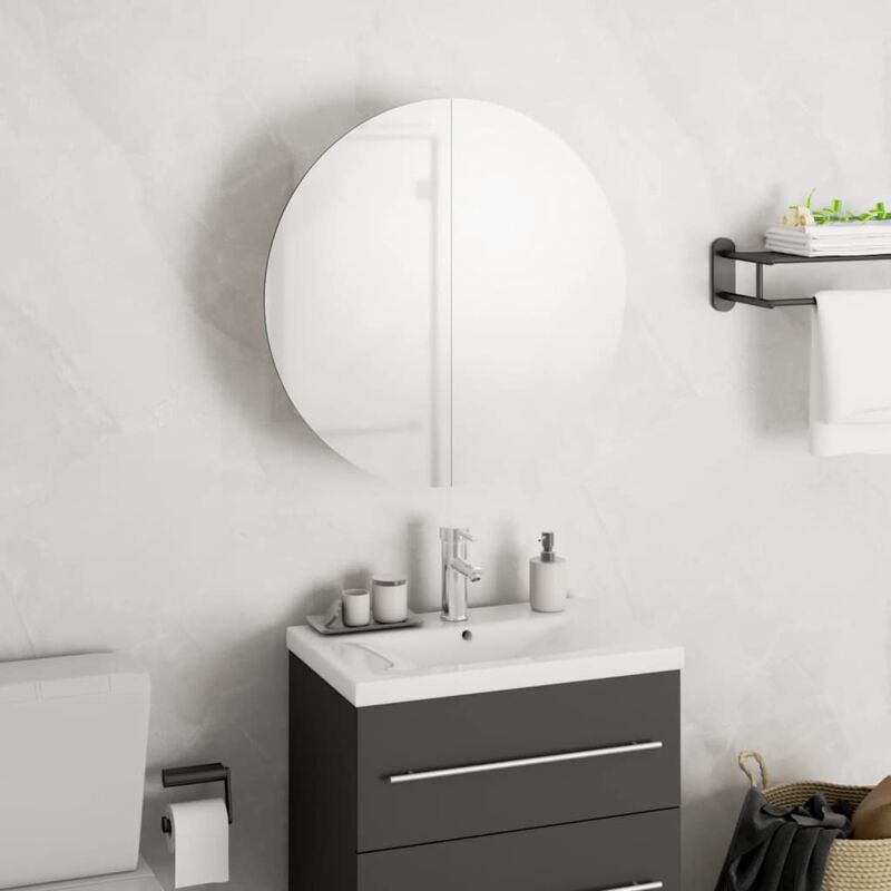 foto del prodotto furniture limited armadio da bagno con specchio rotondo e led