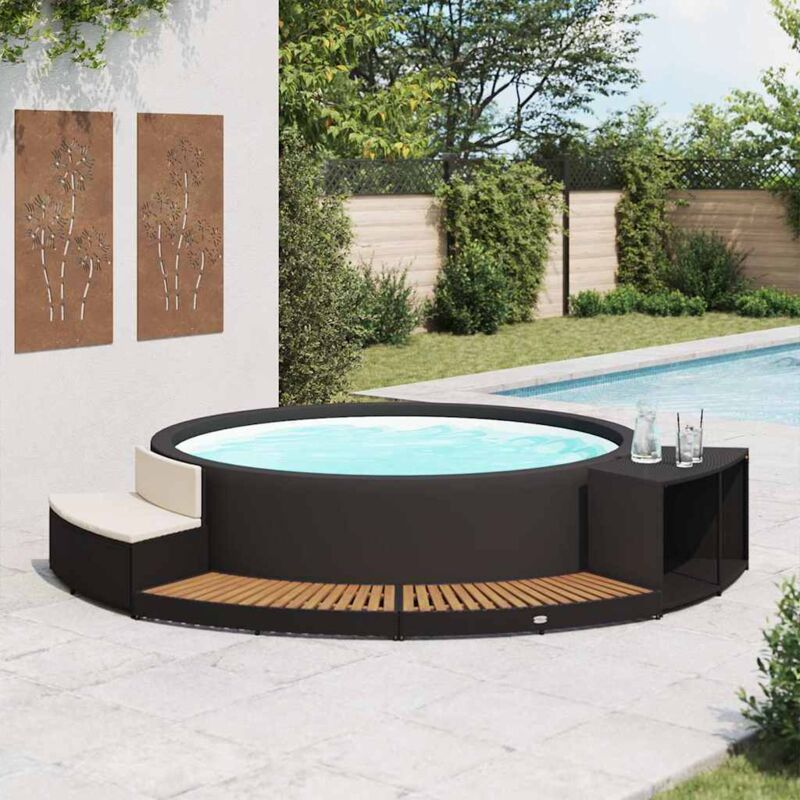 foto del prodotto furniture limited bordo spa nero in polyrattan e legno d acacia