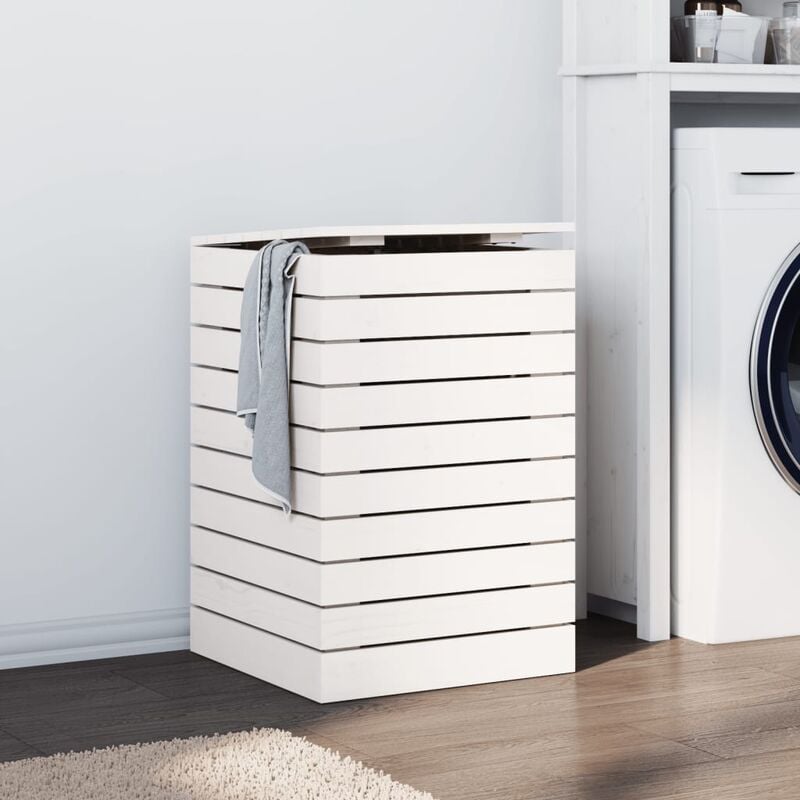 foto del prodotto furniture limited - cesto per bucato bianco 44x44x66 cm legno