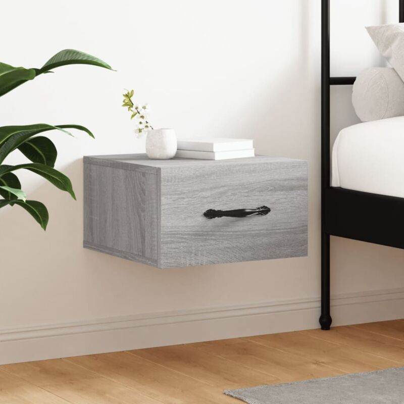 foto del prodotto furniture limited comodino a muro grigio sonoma 35x35x20 cm
