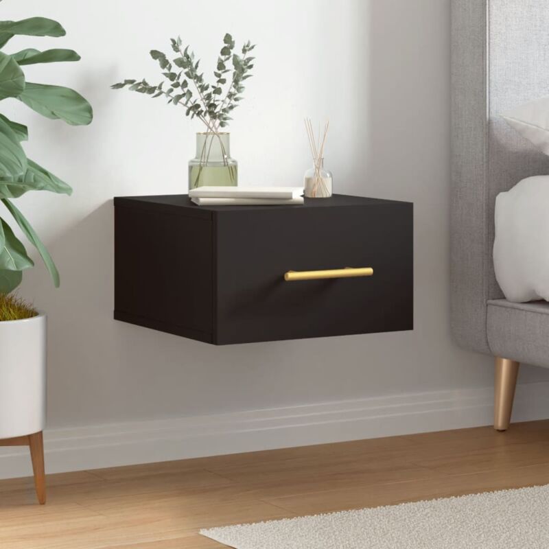 foto del prodotto furniture limited comodino a muro nero 35x35x20 cm