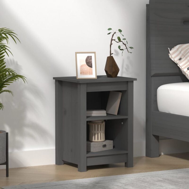 foto del prodotto furniture limited comodino grigio 40x35x55 cm in legno massello
