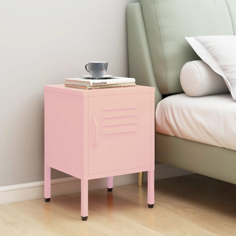 foto del prodotto furniture limited comodino rosa 35x35x51 cm in acciaio