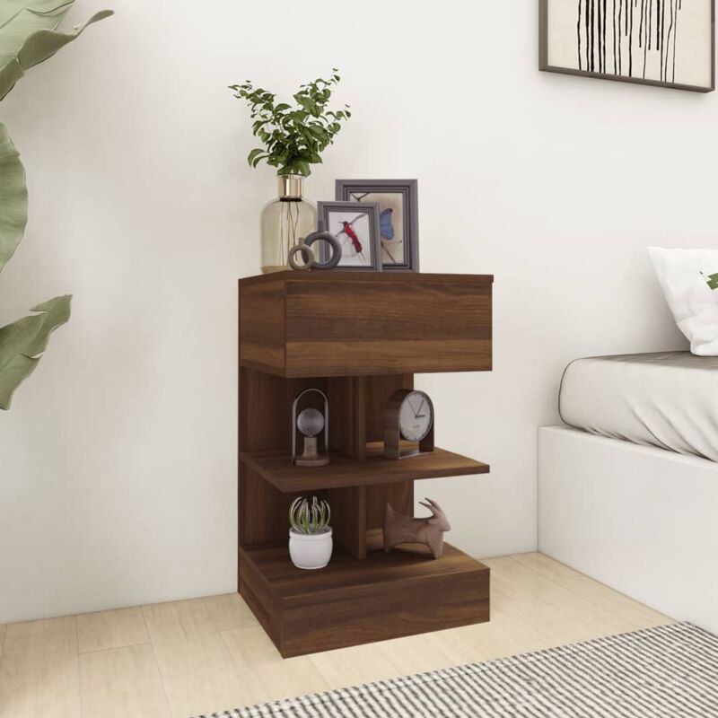 foto del prodotto furniture limited comodino rovere marrone 40x35x65 cm in legno