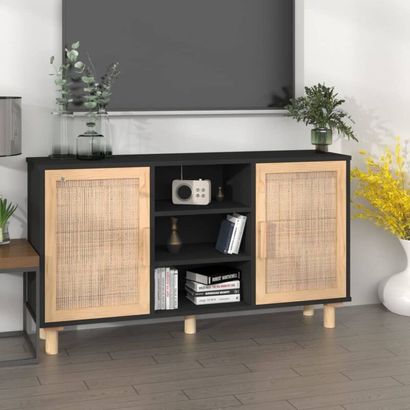 foto del prodotto furniture limited credenza nera 105x30x60cm legno massello pino