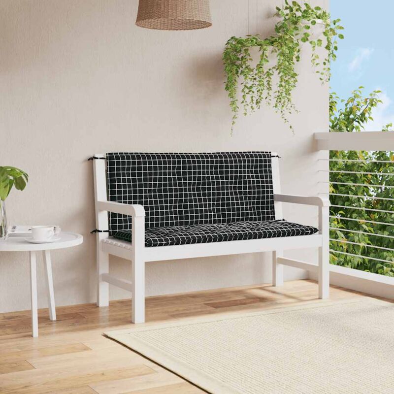 foto del prodotto furniture limited cuscini panca da giardino 2pz a quadri nero