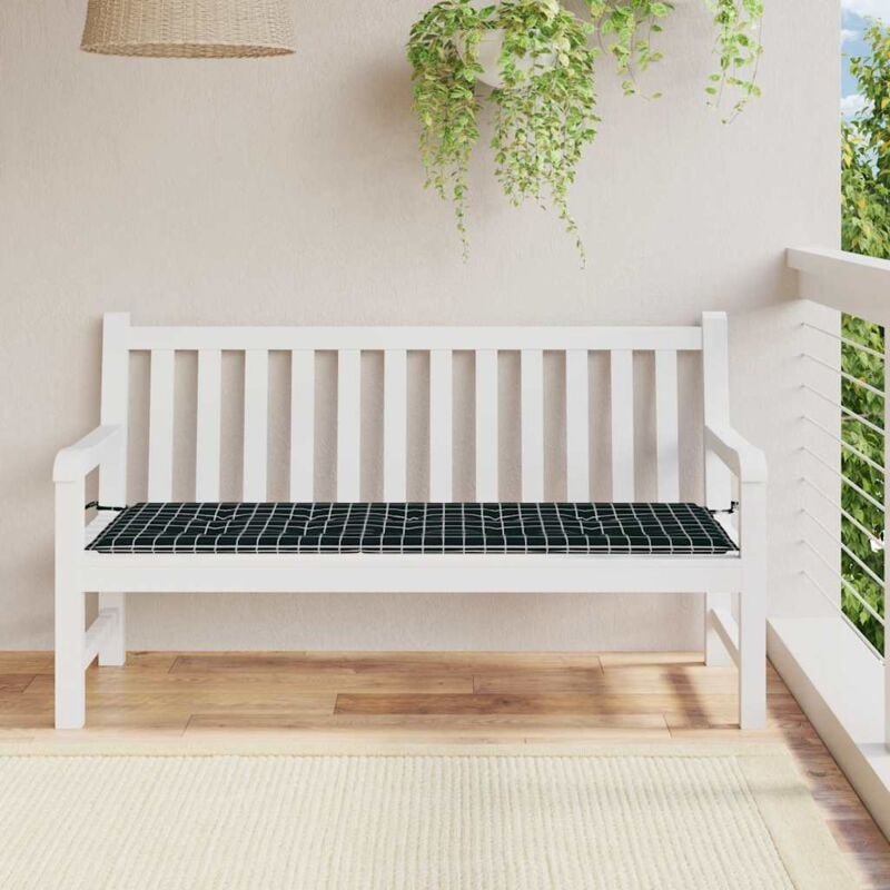 foto del prodotto furniture limited cuscino panca giardino a quadri nero 150x50x4