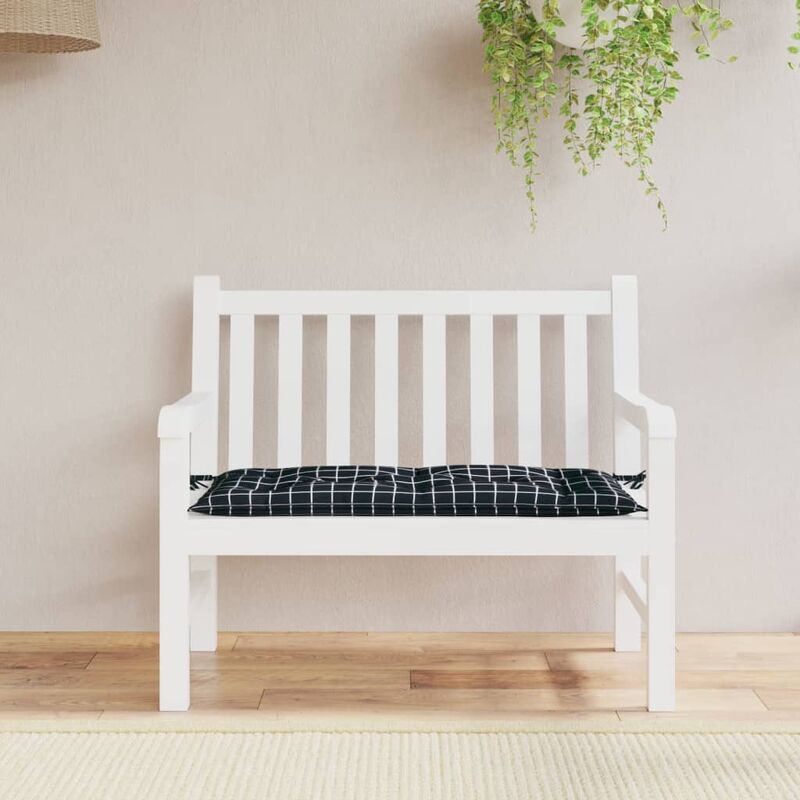 foto del prodotto furniture limited cuscino per panca a quadri neri 100x50x7 cm