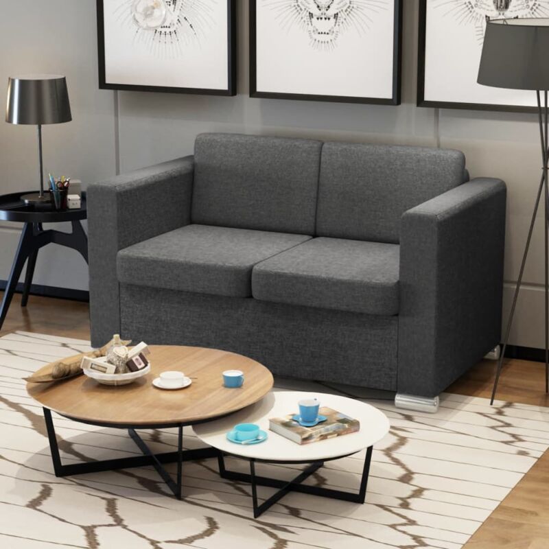 foto del prodotto furniture limited divano a 2 posti in tessuto grigio scuro