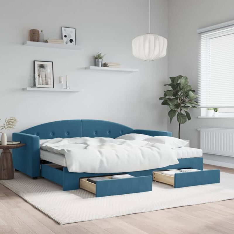 foto del prodotto furniture limited divano letto estraibile con cassetti blu