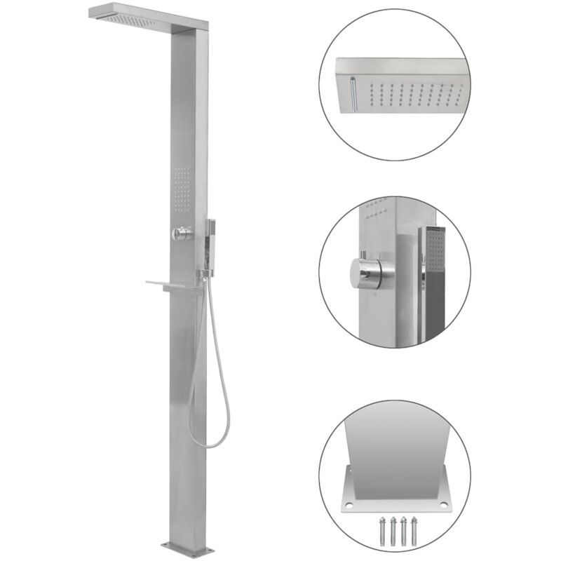 foto del prodotto furniture limited - doccia da giardino in acciaio inox quadrata
