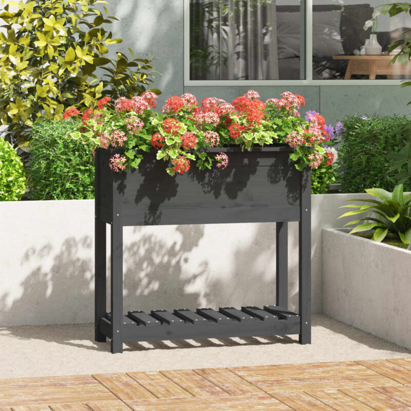 foto del prodotto furniture limited fioriera con mensola grigia 82,5x34,5x81cm