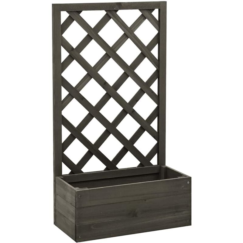 foto del prodotto furniture limited fioriera con traliccio grigia 50x25x90 cm