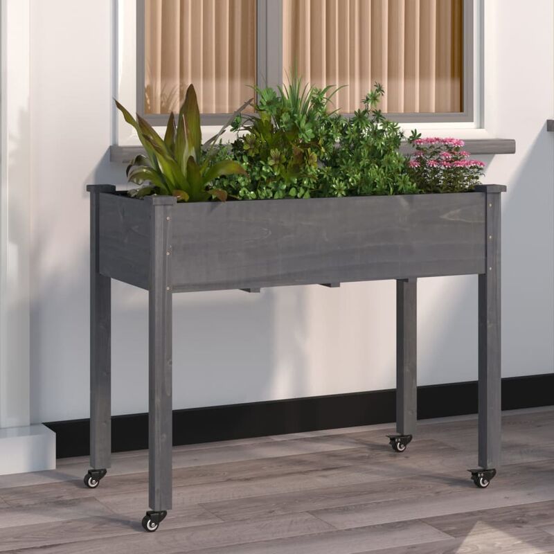 foto del prodotto furniture limited fioriera ruote e fodera grigia 118x59x80cm