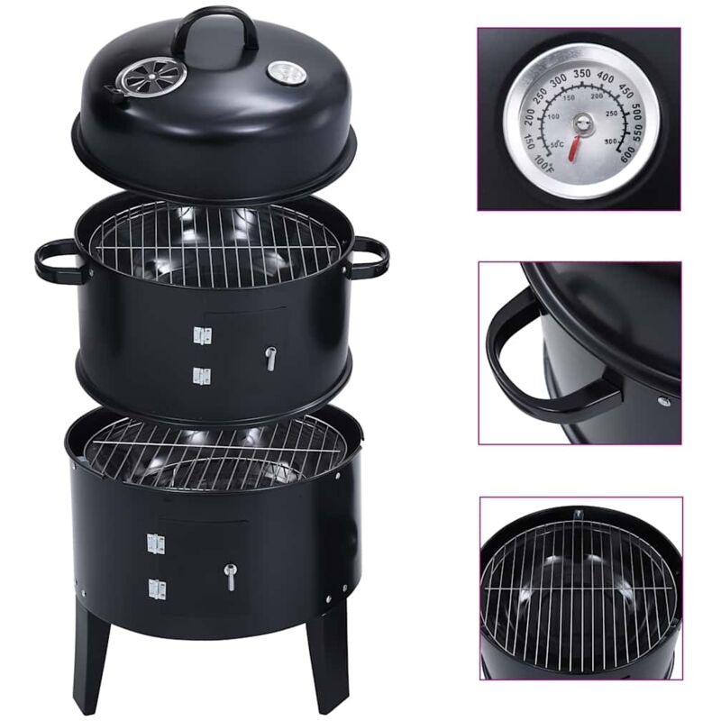 foto del prodotto furniture limited - griglia barbecue a carbone 3-in-1 40x80 cm