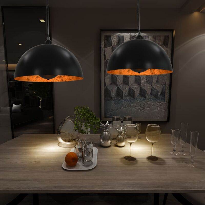 foto del prodotto furniture limited lampadari 2 pz nero e oro semi sferici 40 cm