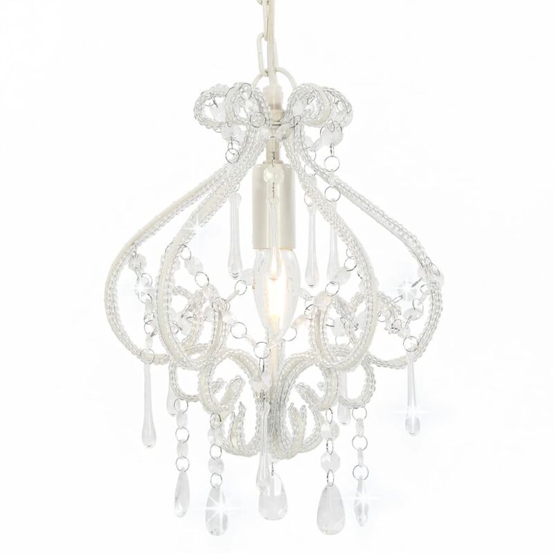 foto del prodotto furniture limited lampadario con perle bianco rotondo e14