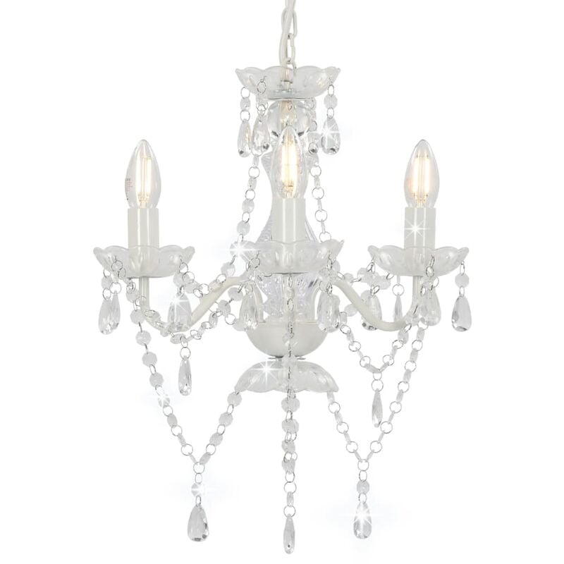 foto del prodotto furniture limited lampadario con perline bianco tondo 3 e14