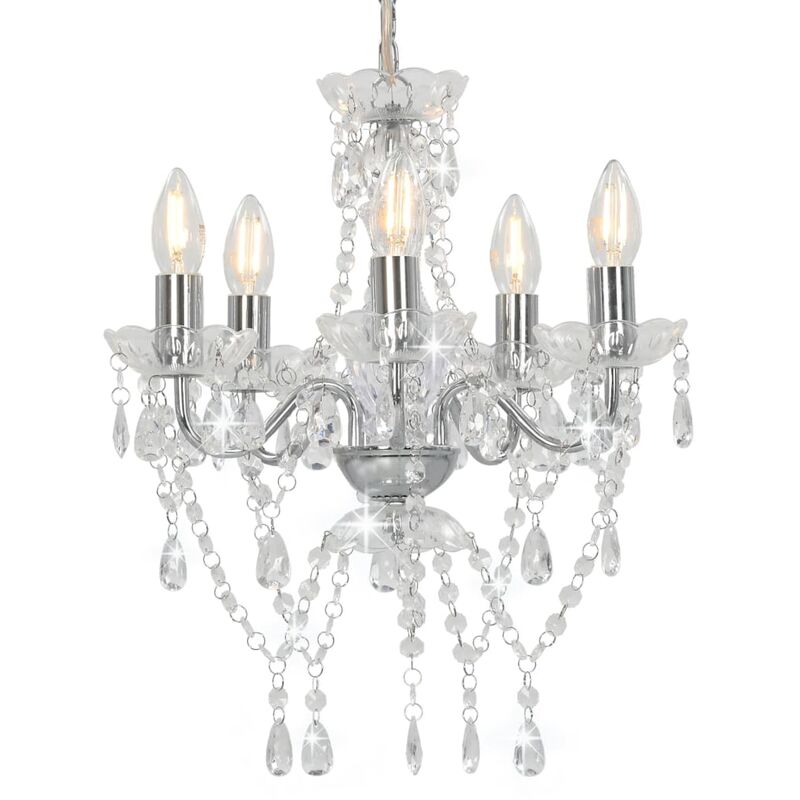 foto del prodotto furniture limited lampadario con perline di cristallo argento