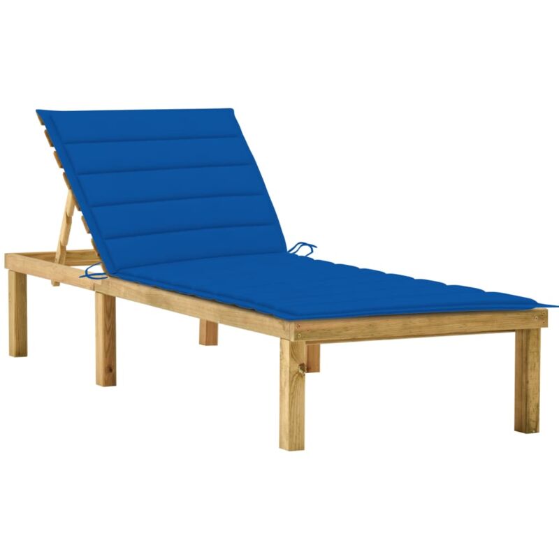foto del prodotto furniture limited lettino da giardino con cuscino blu royal