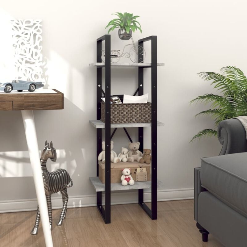 foto del prodotto furniture limited libreria 3 ripiani grigio cemento 40x30x105cm