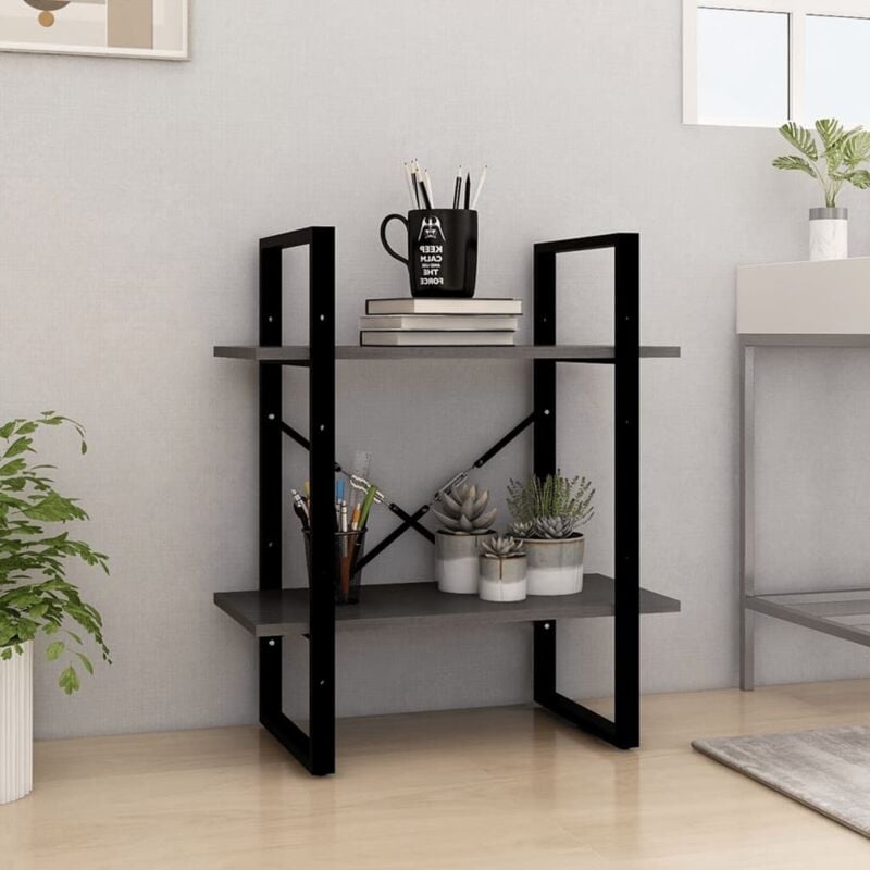 foto del prodotto furniture limited libreria a 2 ripiani grigia 60x30x70 cm in