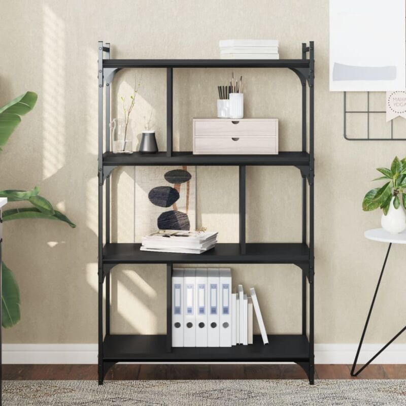 foto del prodotto furniture limited libreria nera 4 ripiani 76x32x123 cm legno
