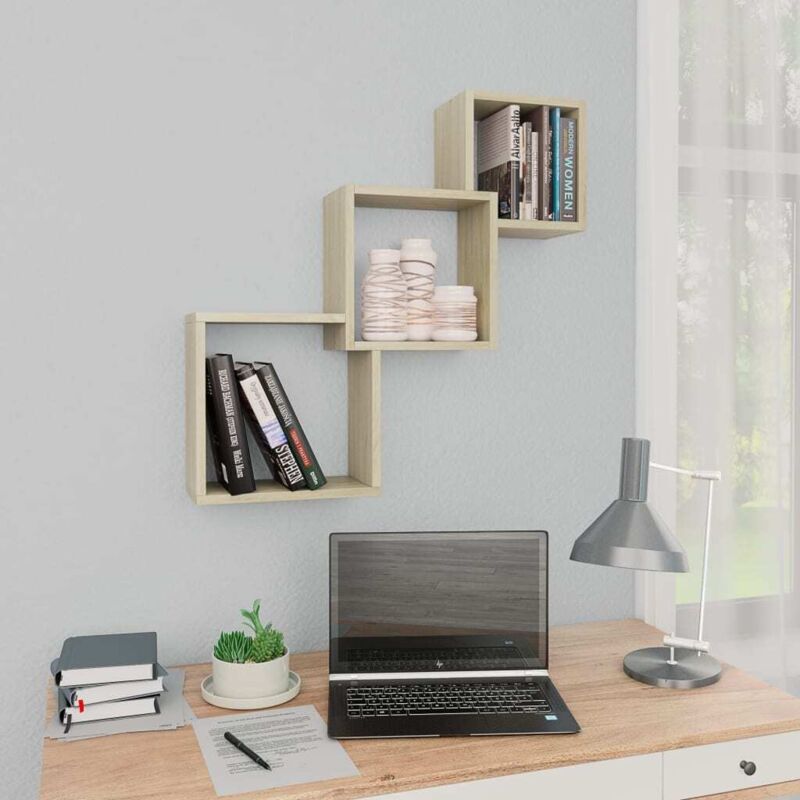 foto del prodotto furniture limited mensole a muro cubiche in rovere sonoma