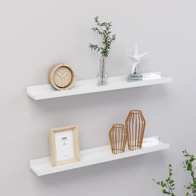 foto del prodotto furniture limited mensole da parete 2 pz bianco lucido 60x9x3