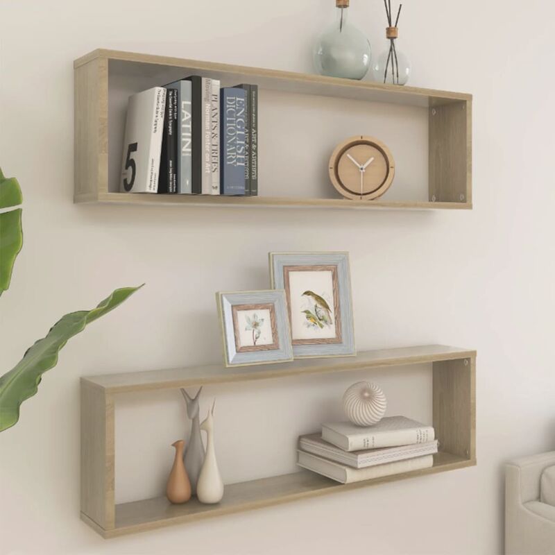 foto del prodotto furniture limited mensole parete a cubo 2pz rovere sonoma