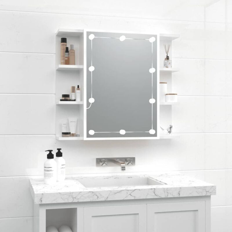 foto del prodotto furniture limited mobile a specchio con led bianco lucido