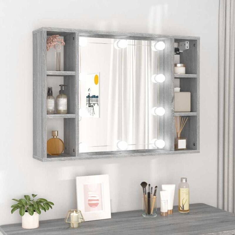 foto del prodotto furniture limited mobile a specchio con led grigio sonoma