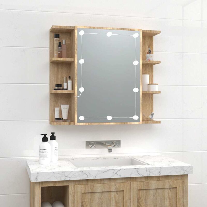 foto del prodotto furniture limited mobile a specchio con led rovere sonoma