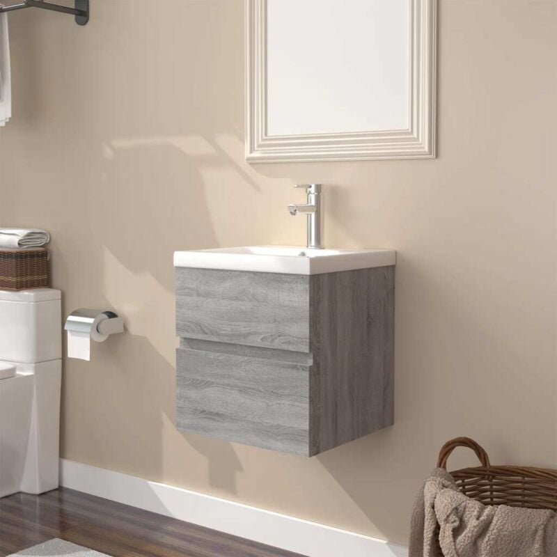 foto del prodotto furniture limited - mobile bagno e lavabo integrato grigio sonoma