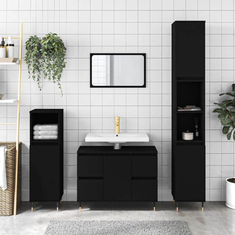 foto del prodotto furniture limited mobile da bagno nero 80x33x60 cm in legno