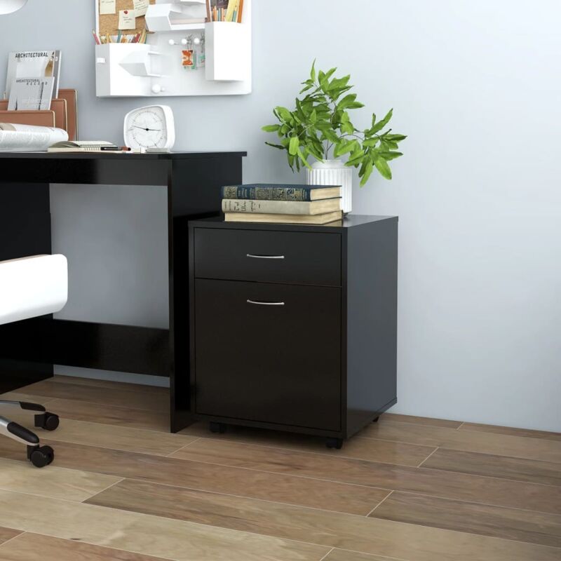 foto del prodotto furniture limited mobiletto con rotelle nero 45x38x54cm in