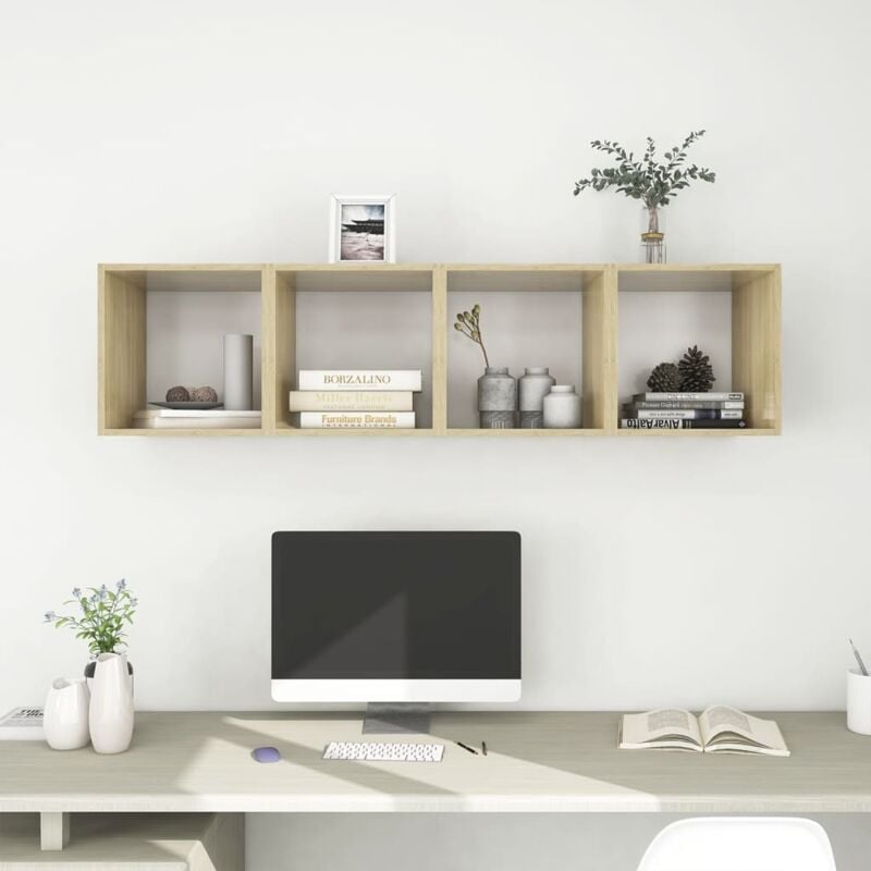 foto del prodotto furniture limited mobili a muro 4pz bianco e rovere sonoma