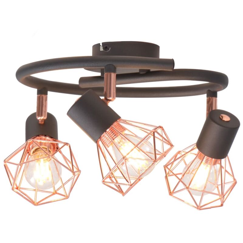 foto del prodotto furniture limited plafoniera con 3 faretti e14 nera e rame