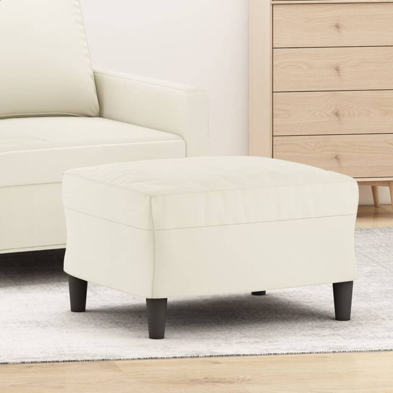 foto del prodotto furniture limited - poggiapiedi crema 60x50x41 cm in velluto