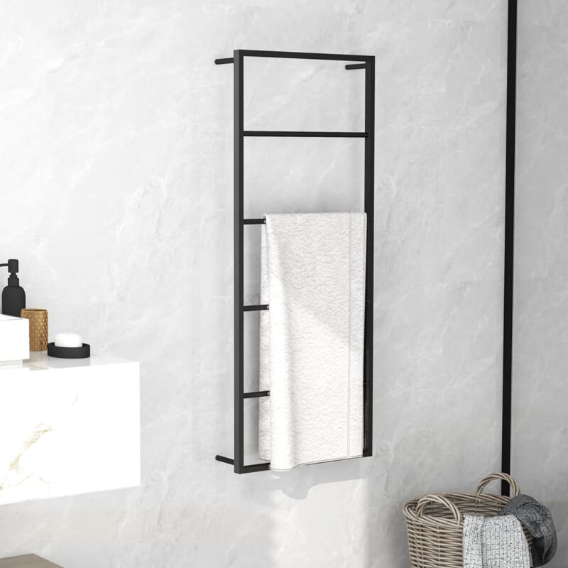 foto del prodotto furniture limited portasciugamani nero 45x10x115 cm in acciaio