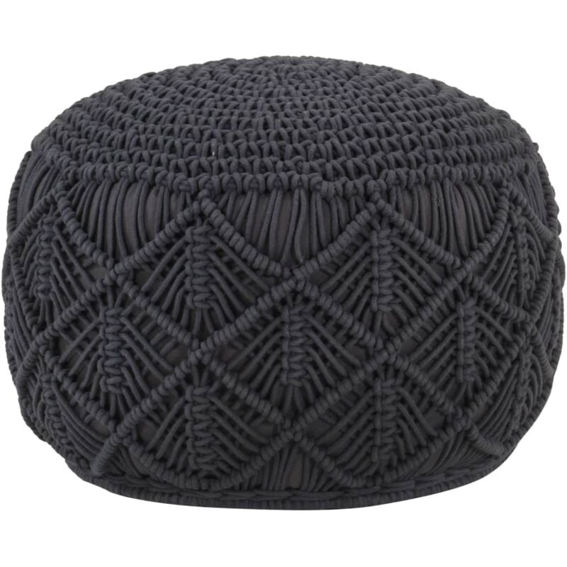 foto del prodotto furniture limited pouf lavorato a mano macram antracite 45x30