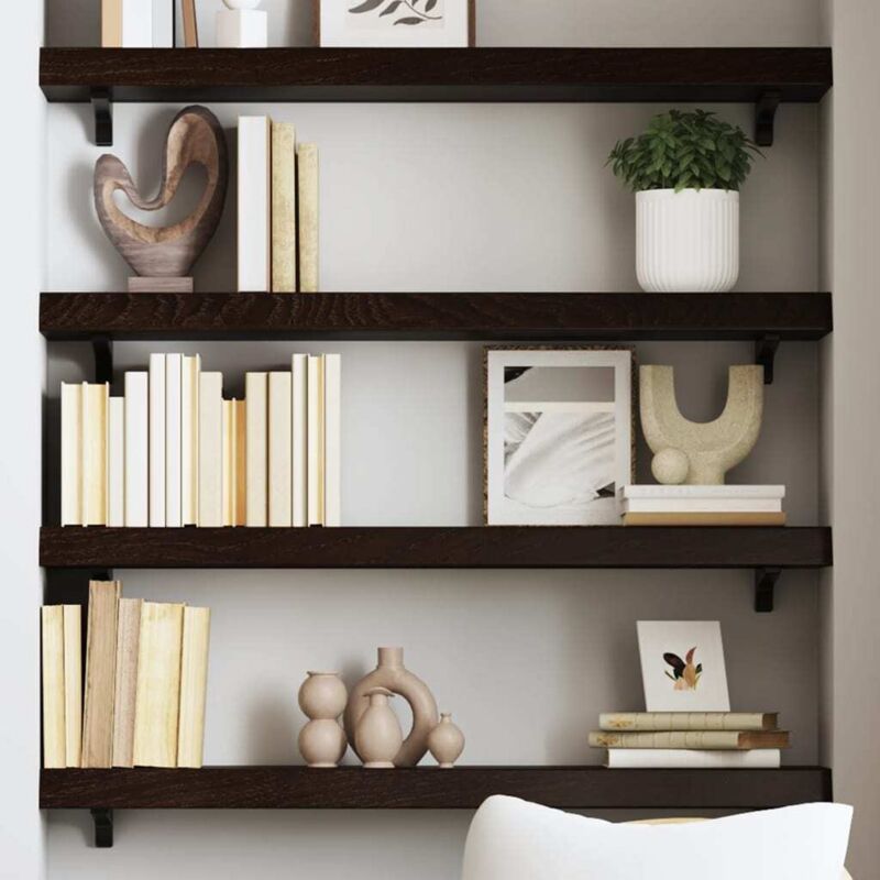 foto del prodotto furniture limited ripiano muro marrone scuro 100x20x6 cm