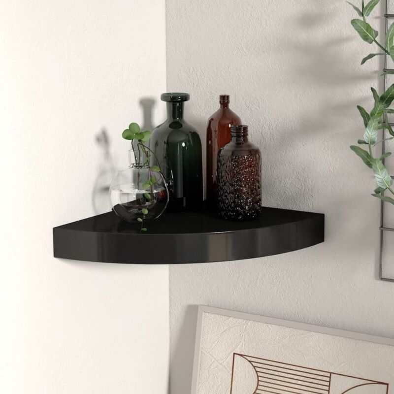 foto del prodotto furniture limited scaffale angolare a parete nero 25x25x3,8 cm