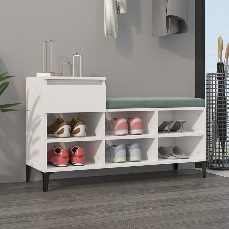 foto del prodotto furniture limited scarpiera bianco lucido 102x36x60 cm in legno